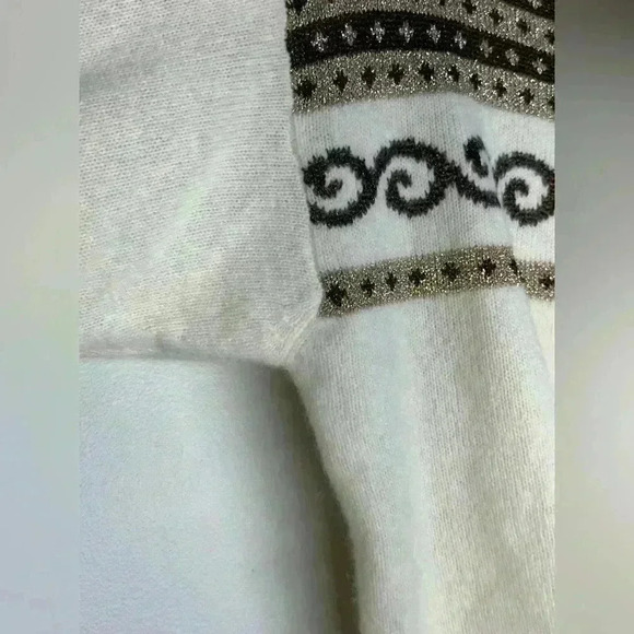 NEW | Vintage 80s/90s Cervelle Wool/Fur Metallic Sweater | Cream & Browns | M - Picture 5 of 8